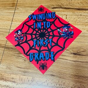 Red Spider-Man -Themed First Grade graduation cap topper